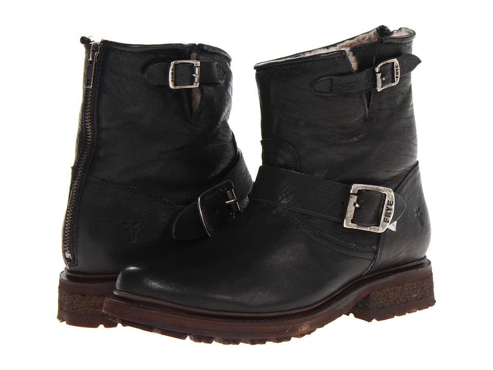 Frye Valerie 6 (Black Antique Soft Vintage/Shearling) Cowboy Boots