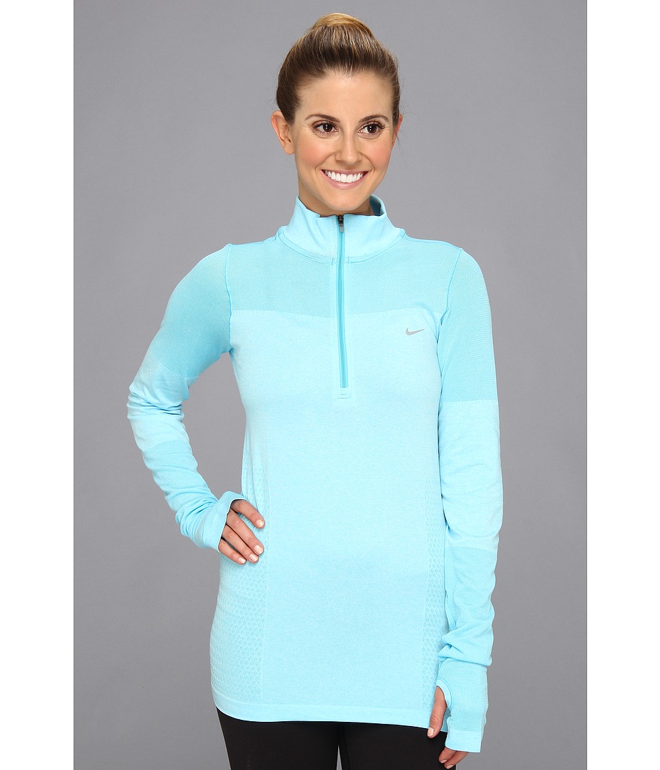 Nike Dri Fit Knit Long Sleeve Half Zip Pullover Womens Long Sleeve Pullover (Blue)
