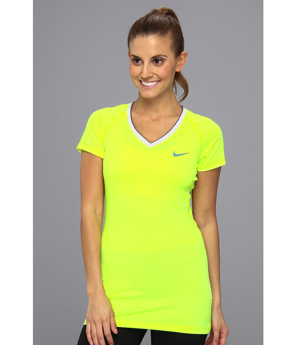 Nike Pro Core II Fitted Shirt Womens Short Sleeve Pullover (Yellow)