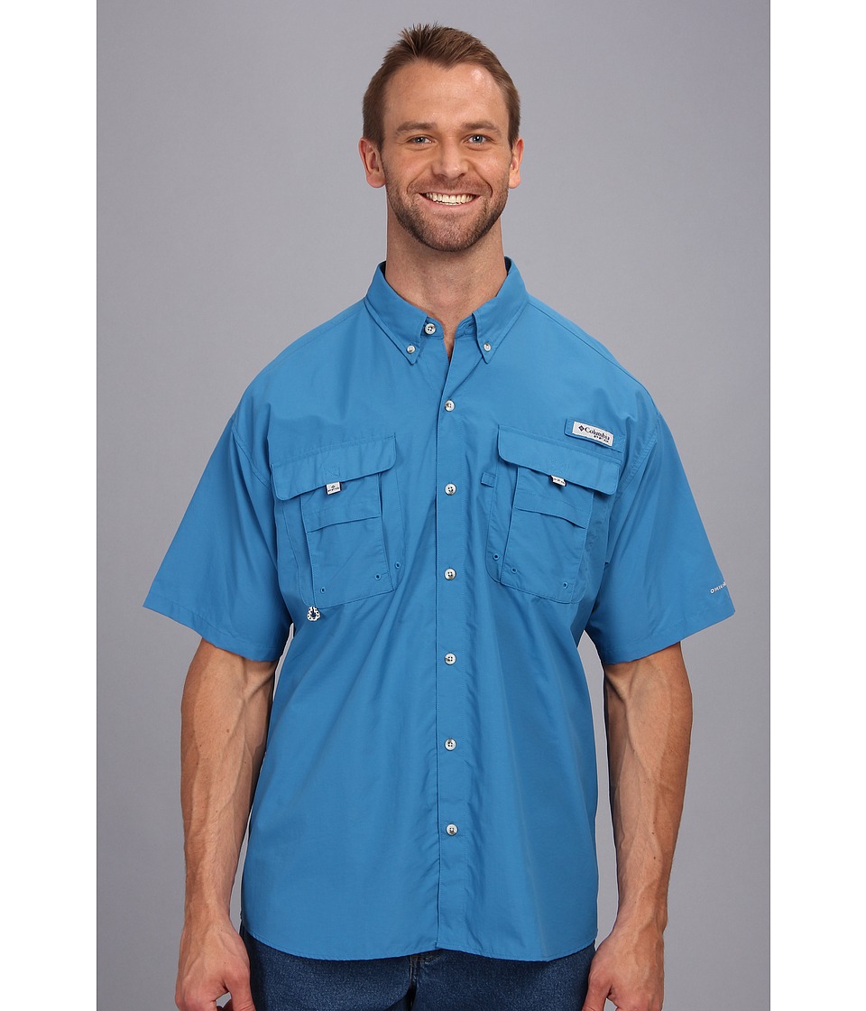 Columbia Big Tall Bahama II Short Sleeve Shirt Mens Short Sleeve Button Up (Blue)
