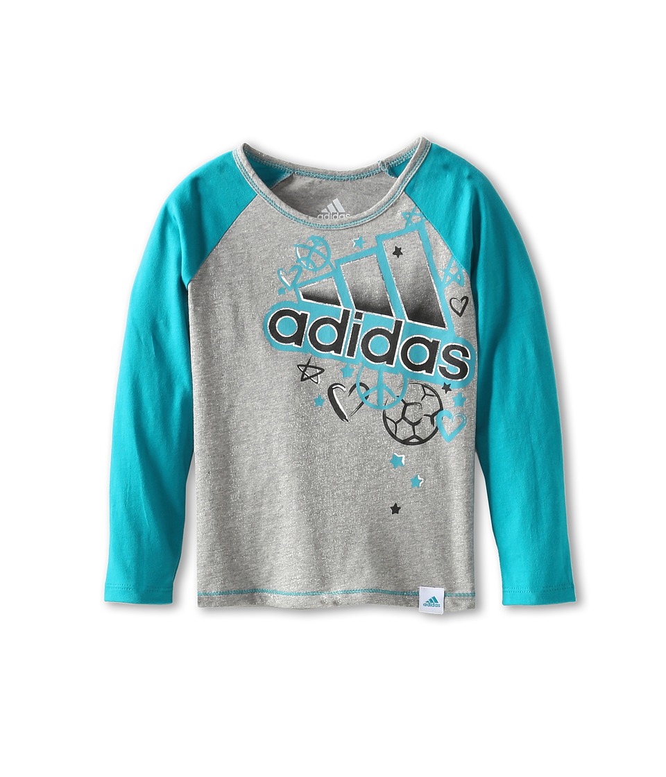 adidas Kids Graphic Sparkle Raglan Shirt Girls T Shirt (Blue)