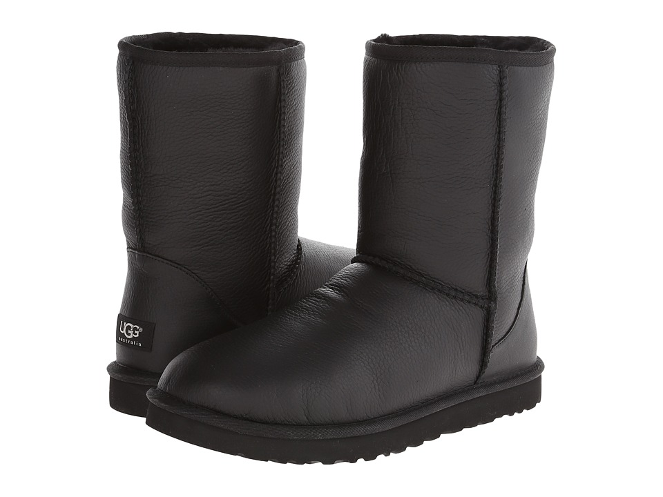 classic short black leather ugg boots