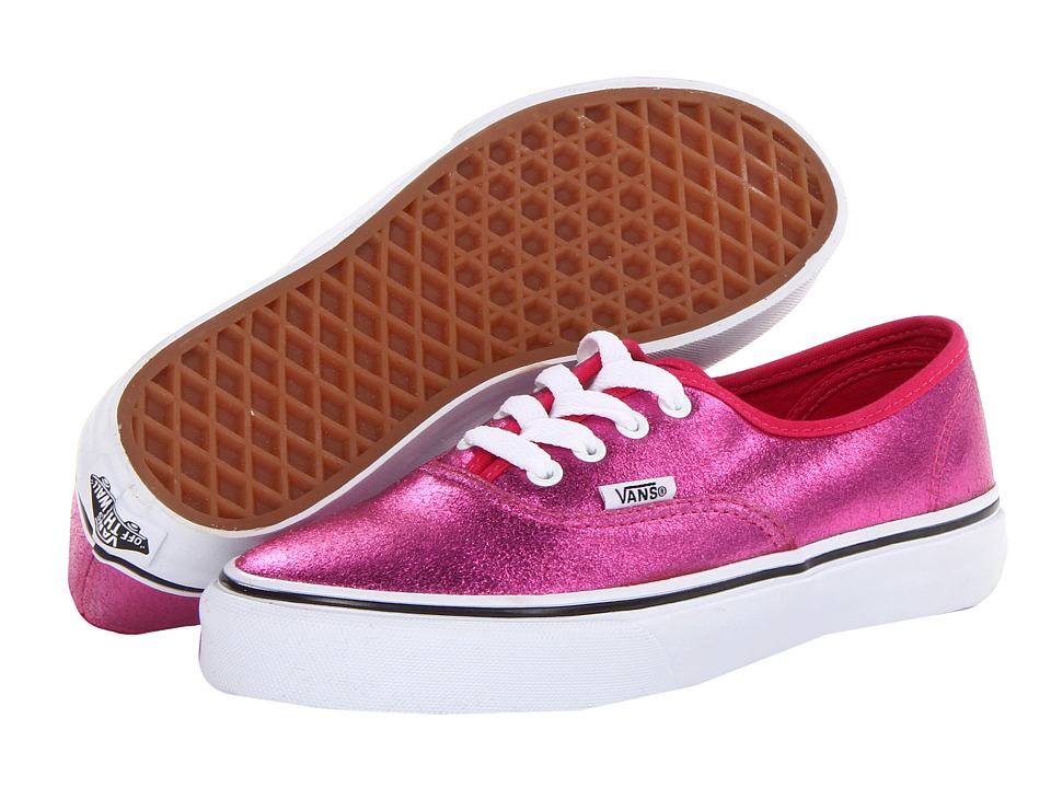 Vans Kids Authentic Bright Rose) Girls Shoes (Pink)