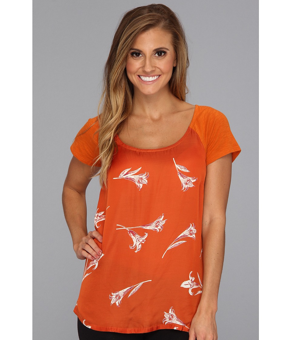 Lucky Brand Berit Lily Tee Womens T Shirt (Orange)