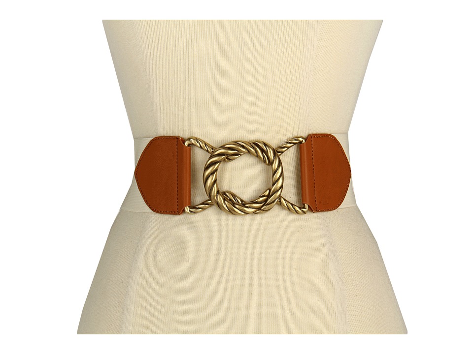 LAUREN by Ralph Lauren Stretch Belt with Rope Textured Interlock Buckle Womens Belts (Multi)