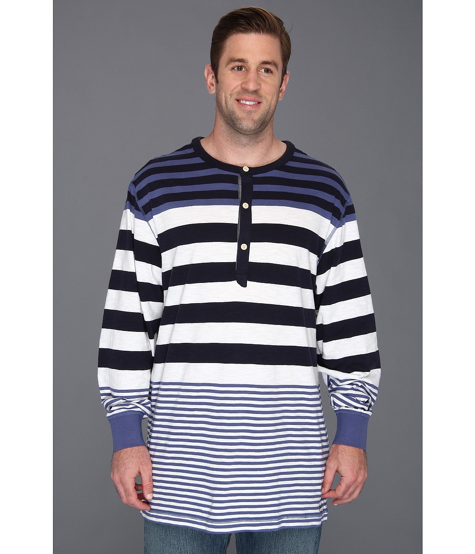 Nautica Big & Tall Big Tall L/S Striped Henley Mens Long Sleeve Pullover (Blue)