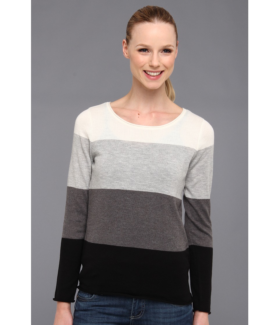 Vince Camuto Four Colorblock Stripe Sweater Womens Sweater (Black)