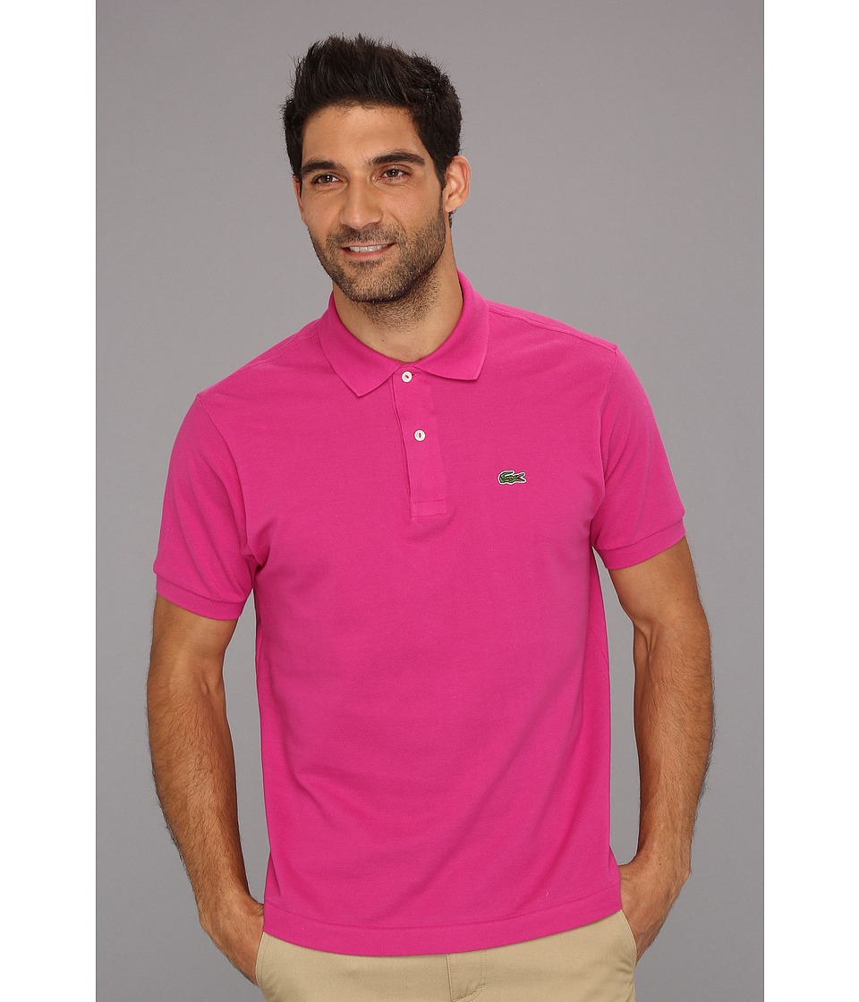 Lacoste Classic Pique Polo Shirt Mens Short Sleeve Knit (Pink)
