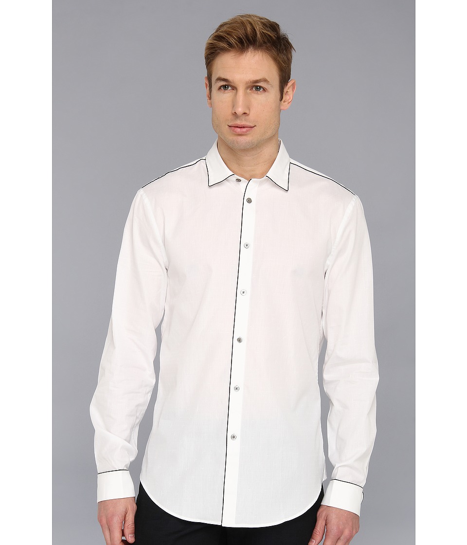 John Varvatos Collection Slim Fit Shirt w/ Piping Detail Mens T Shirt (White)