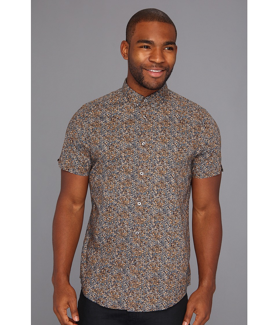 Ben Sherman S/S Floral Print Shirt Mens Short Sleeve Button Up (Green)
