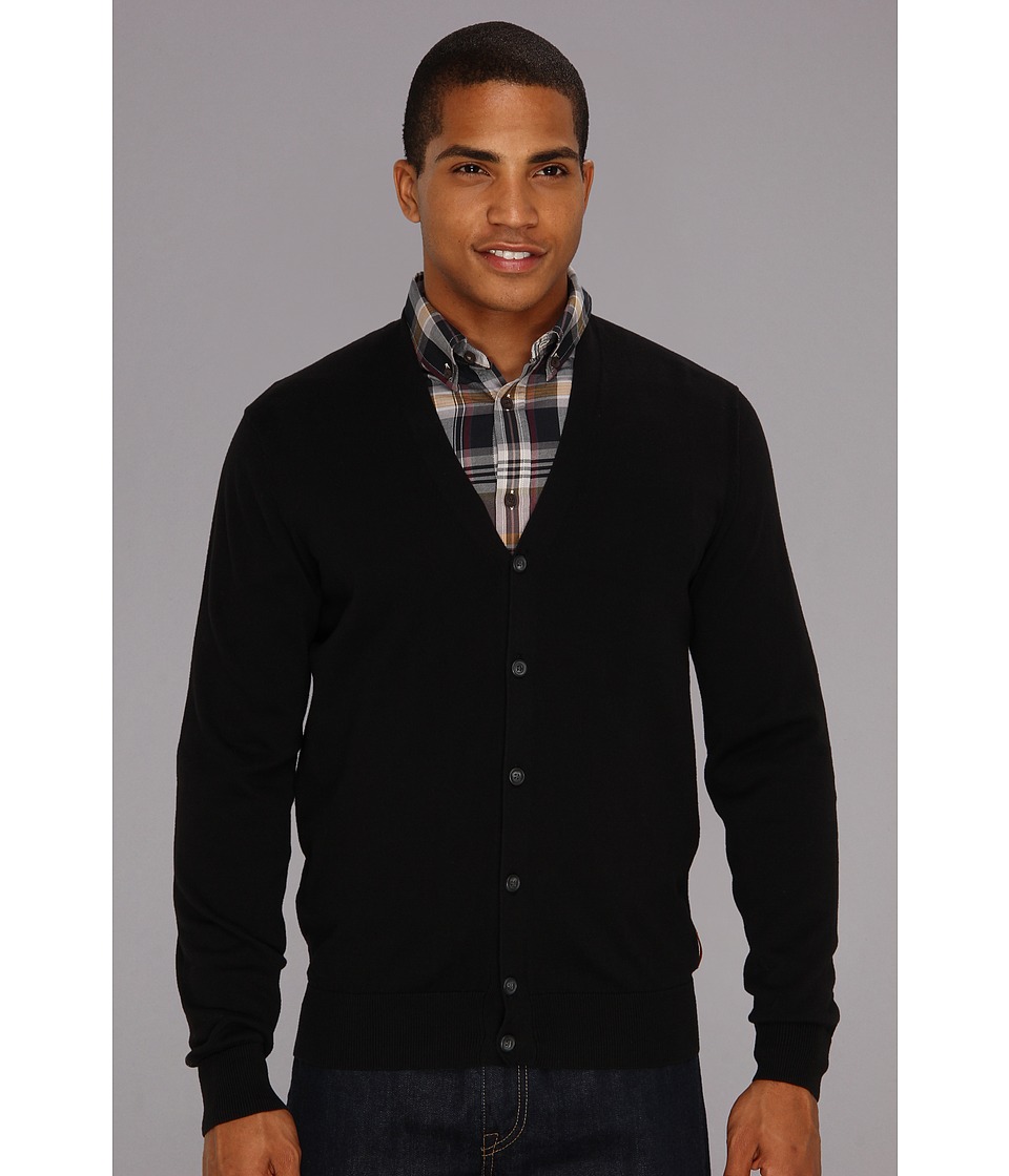 Ben Sherman V Neck Cotton Cardigan Mens Sweater (Black)
