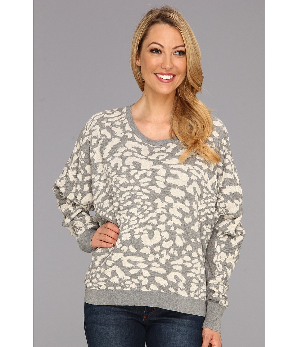 DKNY Jeans Cheetah Jacquard Dolman Sweater Womens Sweater (Gray)