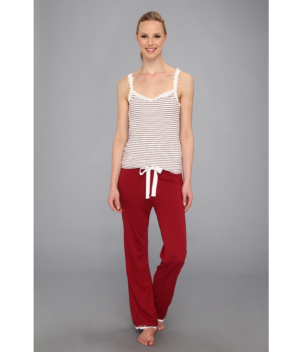 Michael Stars Cami and Drawstring Pant w/ Lace Detail Womens Pajama Sets (Red)