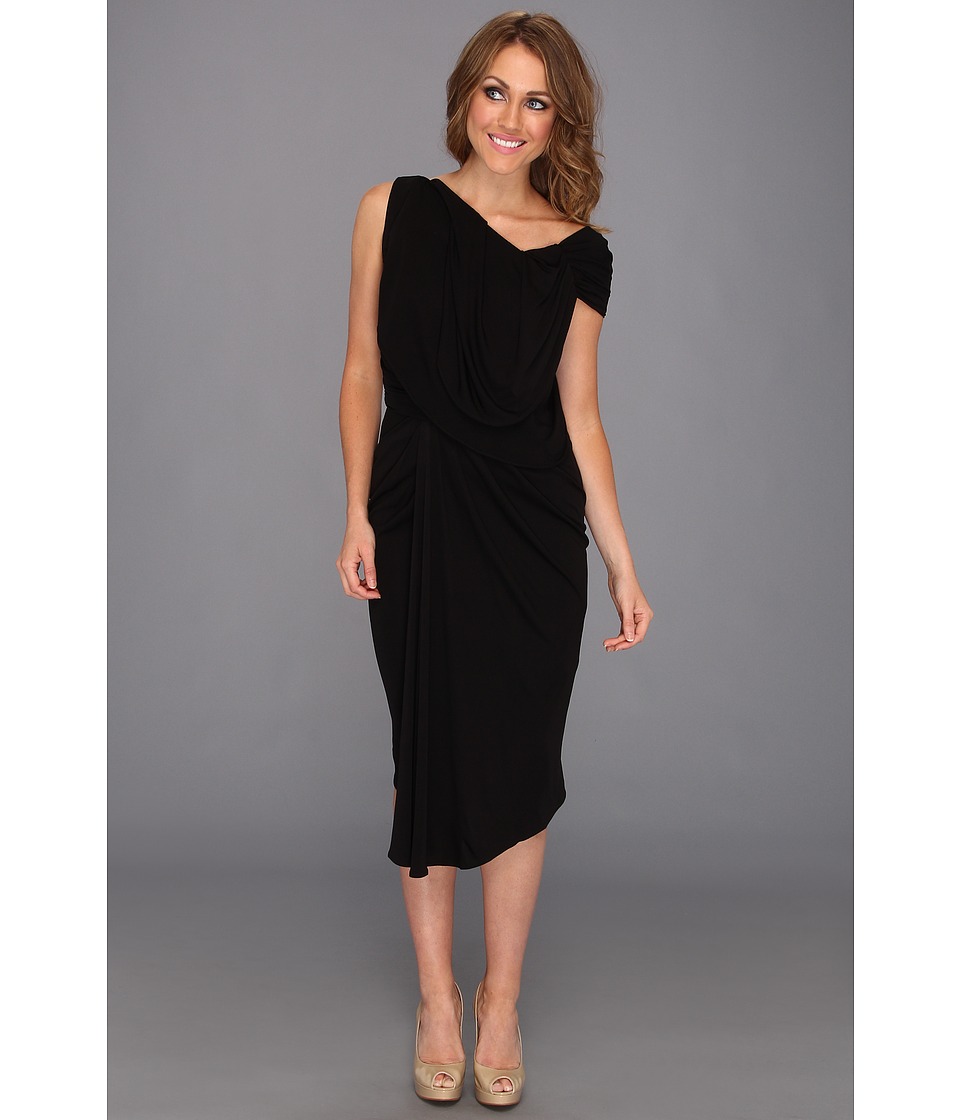 Badgley Mischka Jersey Drape Dress Womens Dress (Black)