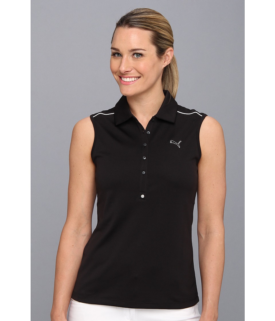 PUMA Golf Tech Sleeveless Polo 14 Womens Sleeveless (Black)