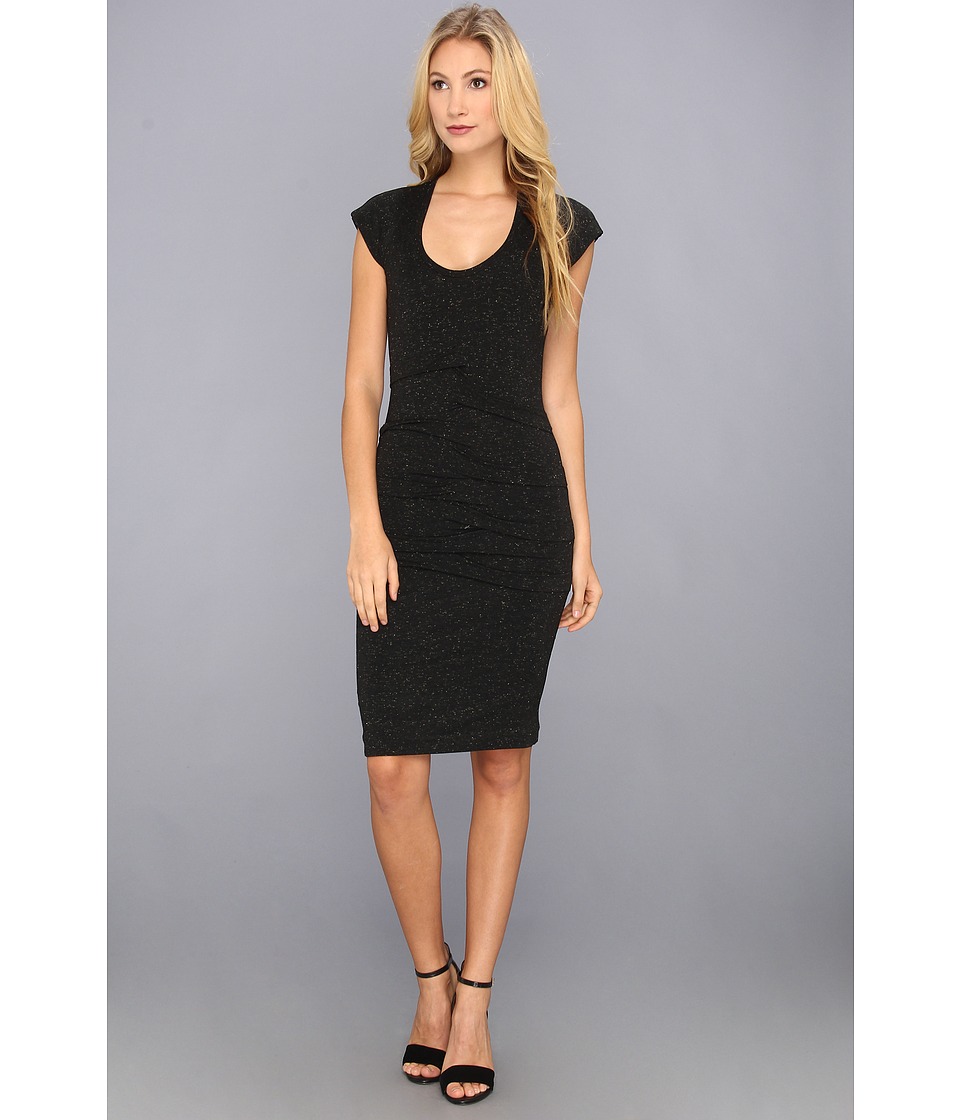 Nicole Miller Speckle Jersey Cap Sleeve Dress Womens Dress (Black)