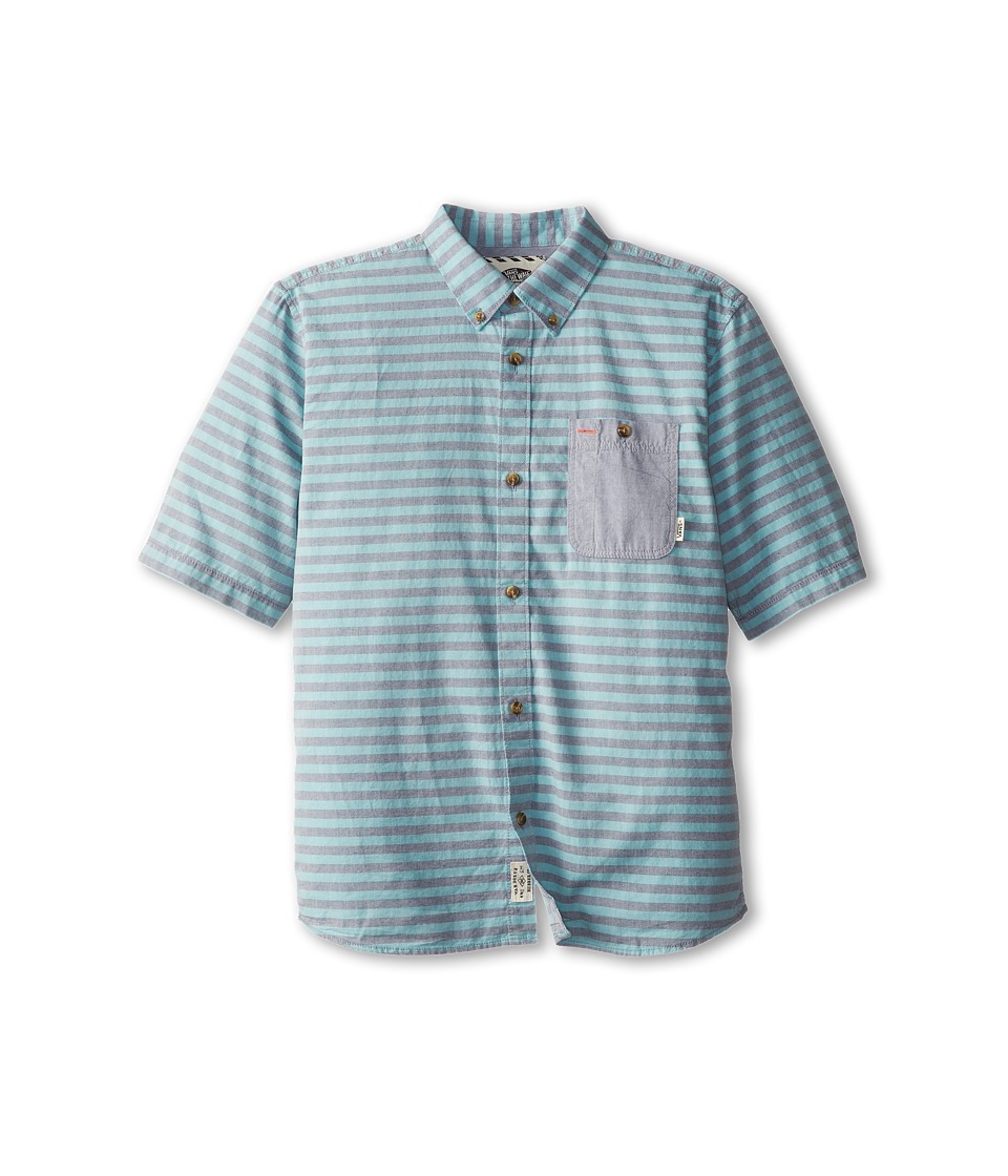 Vans Kids Rusden Stripe S/S Shirt Boys Short Sleeve Button Up (Blue)