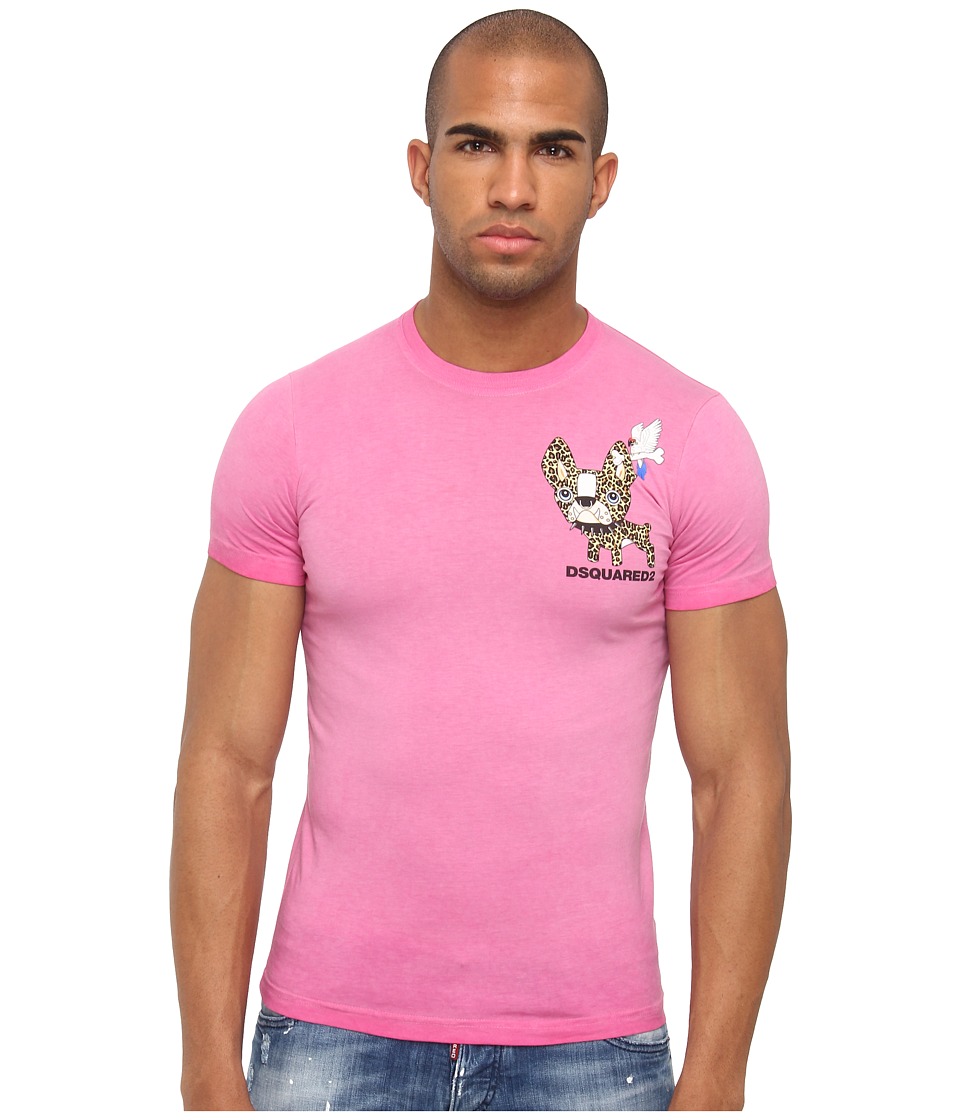 DSQUARED2 Sexy Slim Fit Bulldog Tee Mens T Shirt (Pink)
