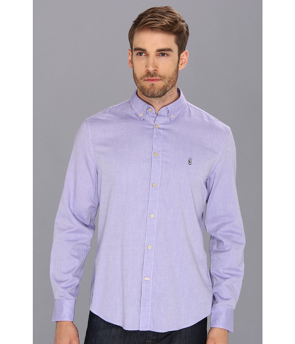 John Varvatos Star U.S.A. Button Down Peace Roll Sleeve Sport Shirt Mens Long Sleeve Button Up (Purple)