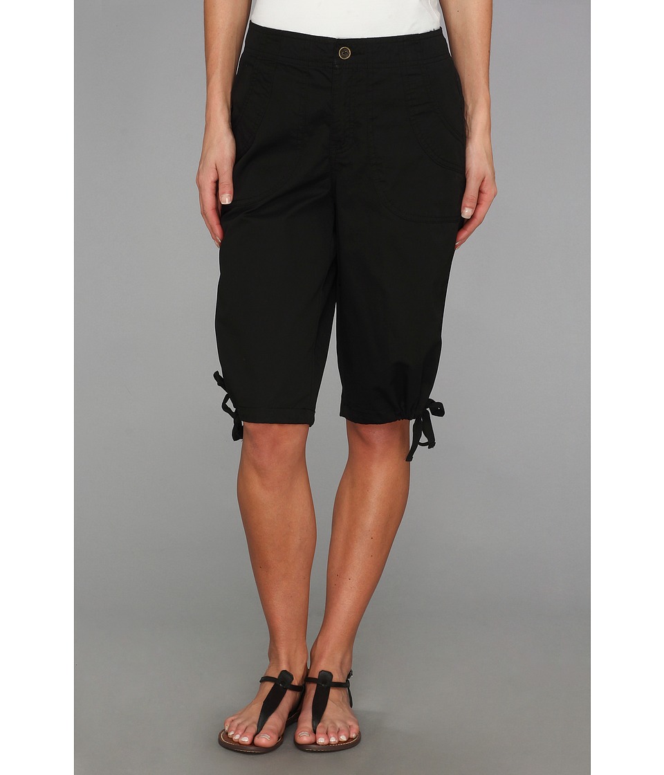 Caribbean Joe Skimmer w/ Patch Pockets and Tie Hem Womens Shorts (Black)