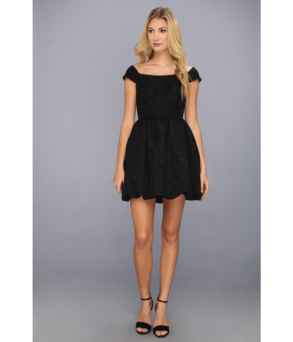 Jessica Simpson Off Shoulder Short Sleeve Bubble Skirt Dress Womens Dress (Black)