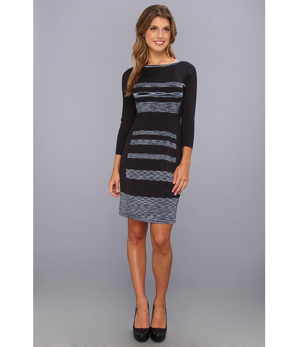 Jessica Simpson Long Sleeve Stripe Sweater Dress with Back Cut Out Womens Dress (Blue)
