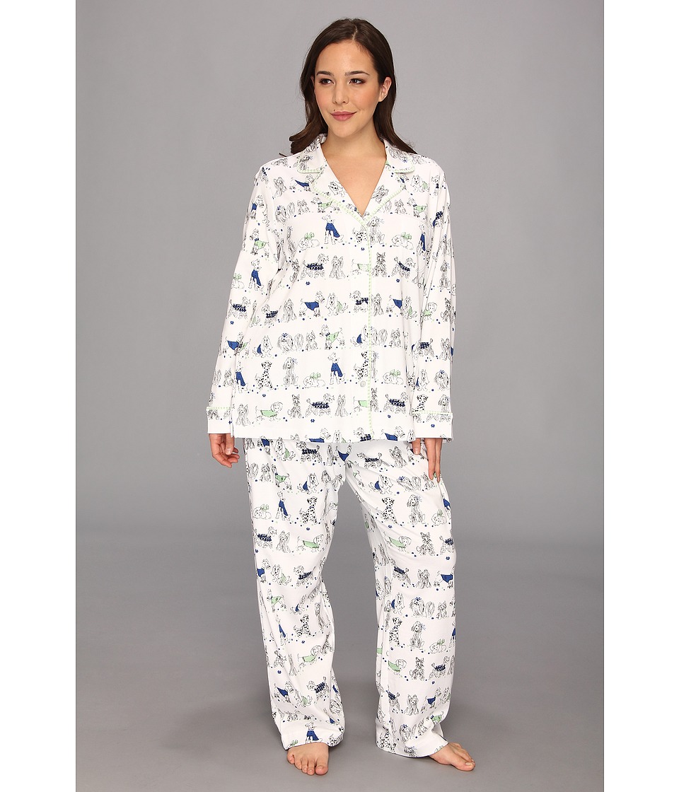 Carole Hochman Plus Size Clustered Daisies Pajama Set Womens Pajama Sets (White)