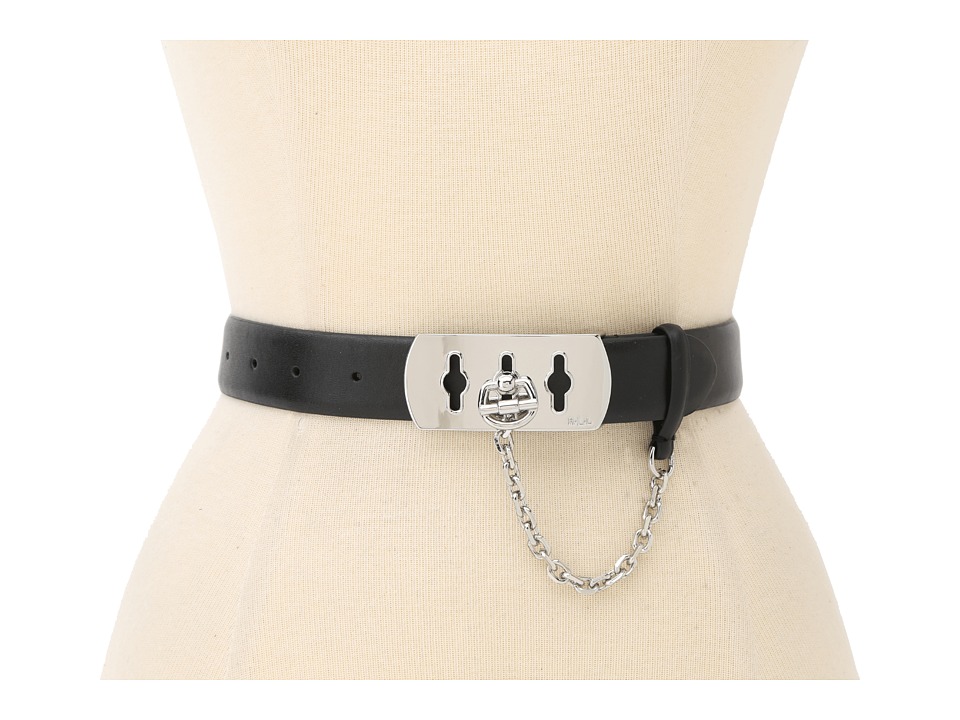 LAUREN by Ralph Lauren 1/4 Leather Belt w/ Lock Chain Toggle Detail Womens Belts (Black)