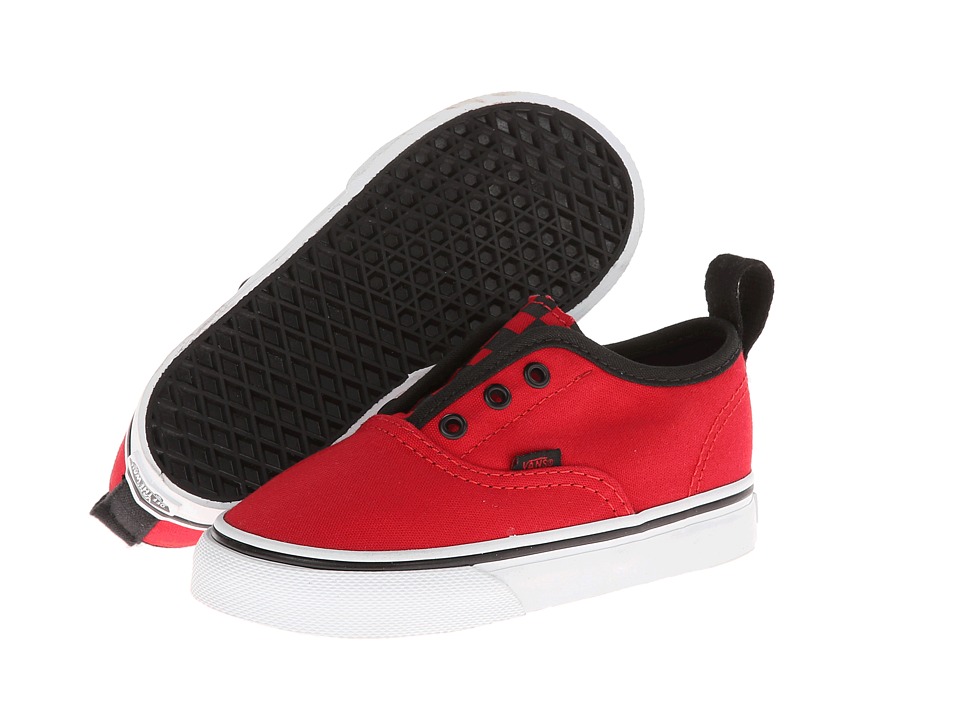 Vans Kids Authentic V Red/Black) Boys Shoes (Red)