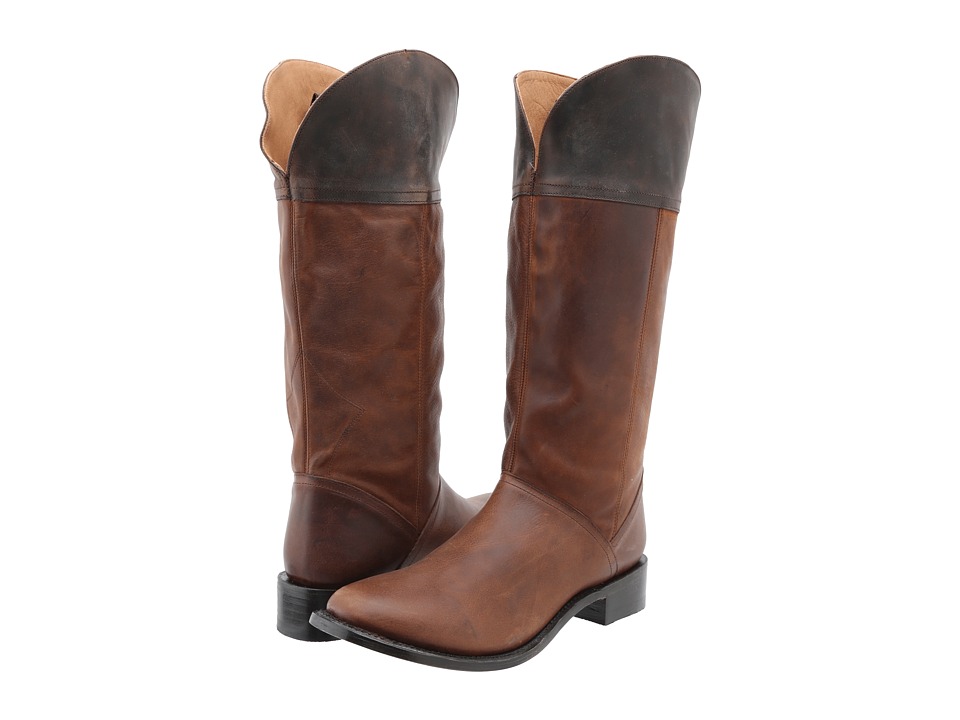 Stetson Deep Scallop English Riding Boot Cowboy Boots (Brown)