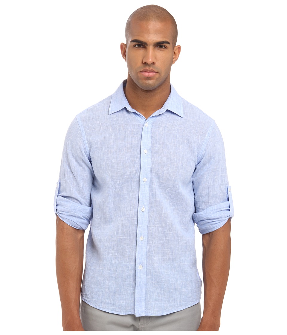 Michael Kors Collection Cameron Linen Shirt Mens Clothing (Blue)