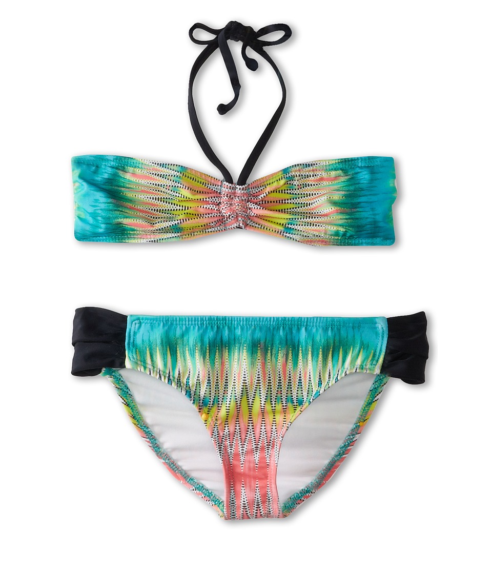 Hurley Kids Stagger Bandeau Top Tab Side Pant Girls Swimwear Sets (Multi)