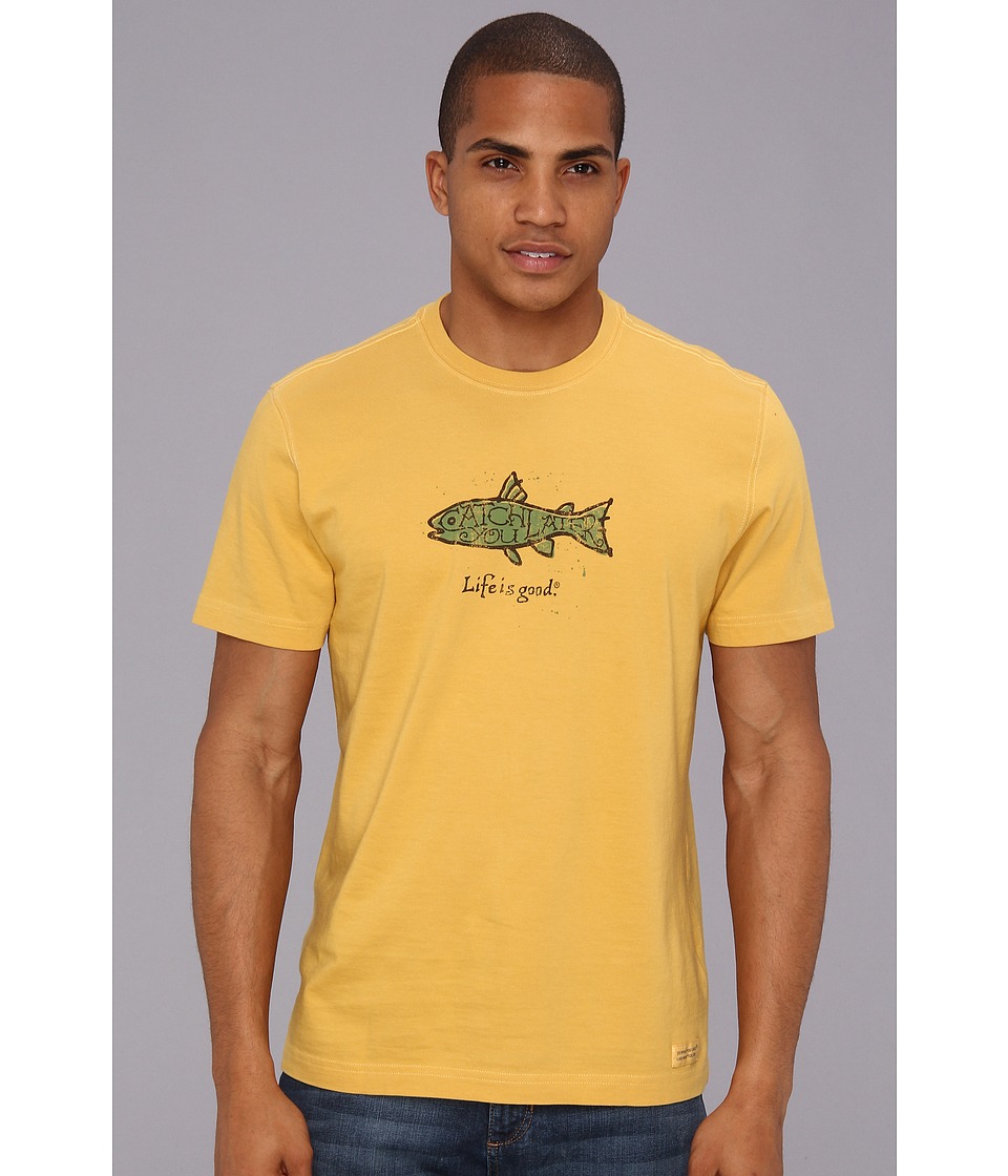 Life is good Catch Fish Crusher Tee Mens T Shirt (Green)