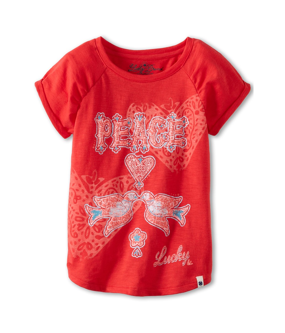 Lucky Brand Kids Girls Peace Doves Tee Girls T Shirt (Red)