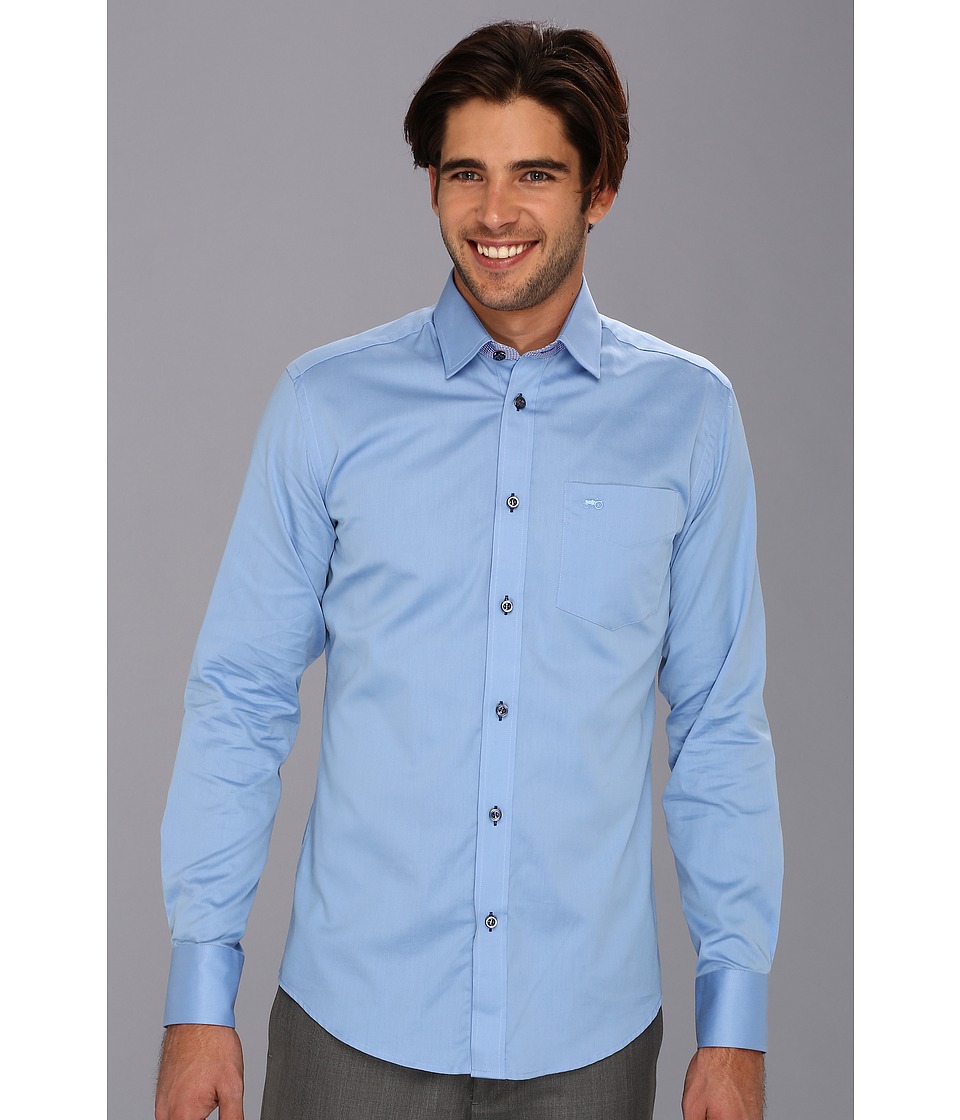 Moods of Norway Classic Fit Kristian Vik Blue Shirt Mens Long Sleeve Button Up (Blue)