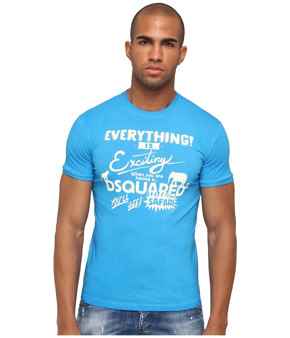 DSQUARED2 Everything D2 Chic Dan Fit Tee Mens Short Sleeve Pullover (Blue)
