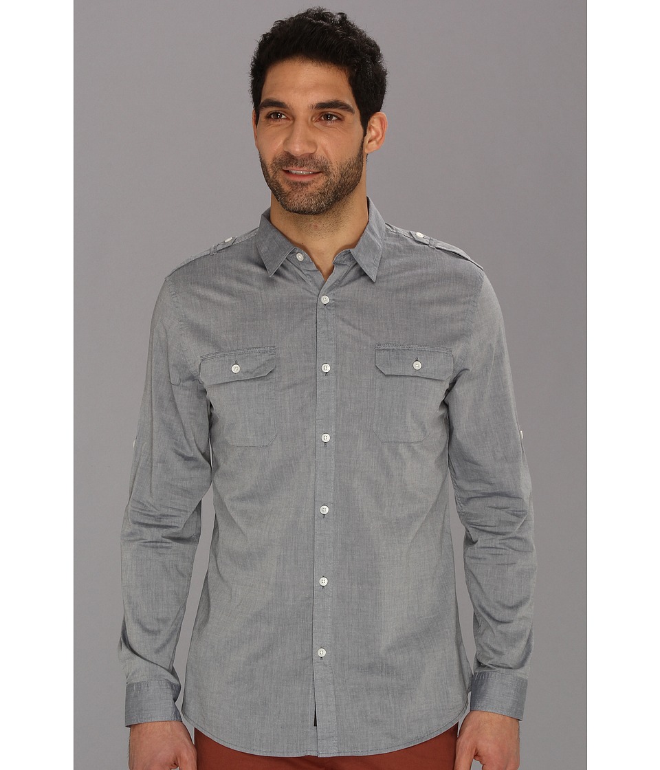 DKNY Jeans L/S Chambray Shirt Mens Long Sleeve Button Up (Blue)