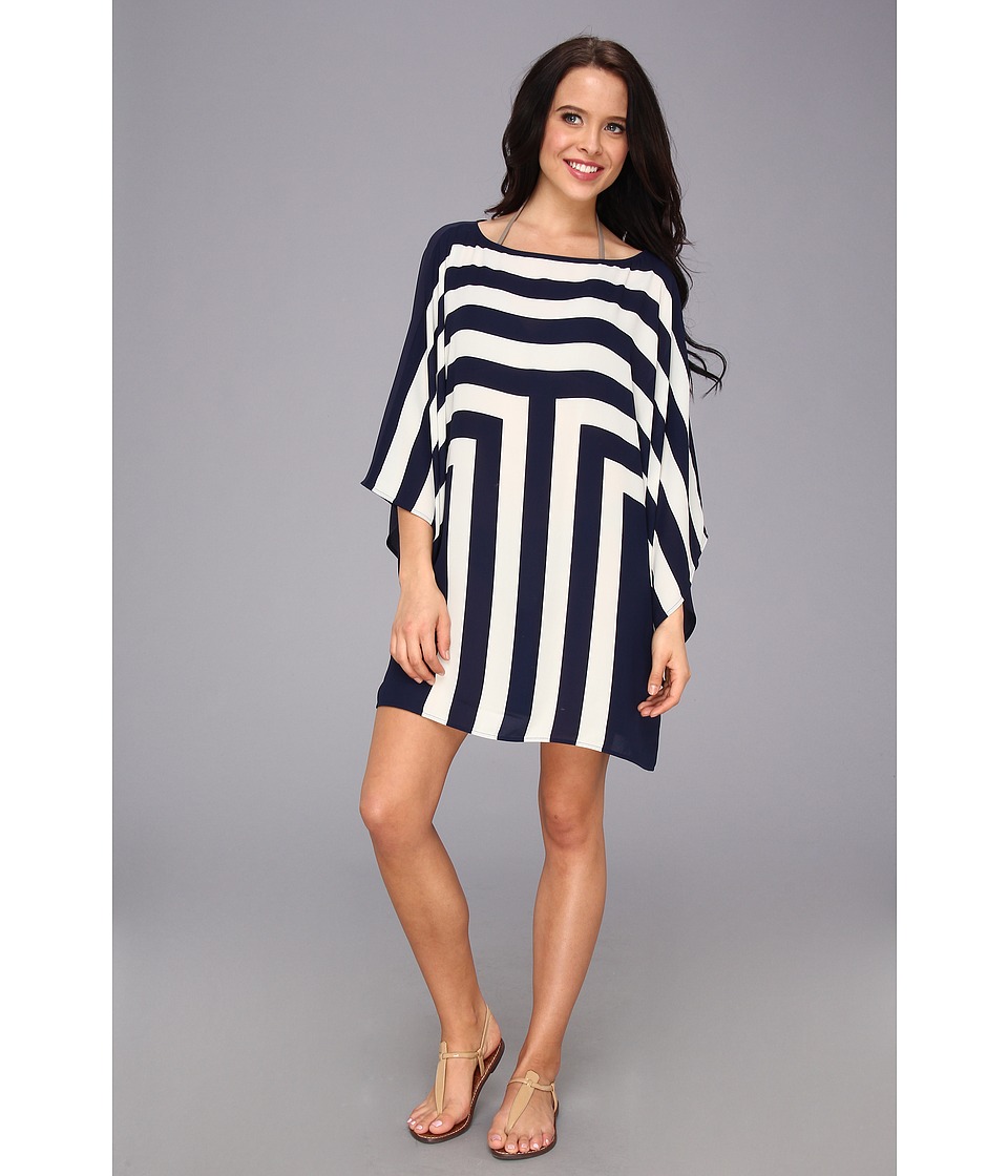 Ted Baker Neighla New Stripe Oversized Tee Cover Up Womens Long Sleeve Pullover (Navy)