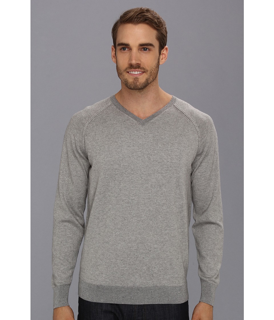 Scott James Sion V Neck Cotton Cashmere Sweater Mens Sweater (Gray)