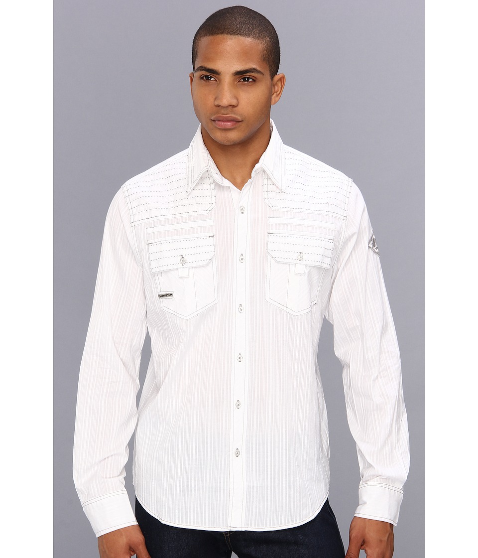 Affliction Slick Chaos L/S Woven Mens Long Sleeve Button Up (White)