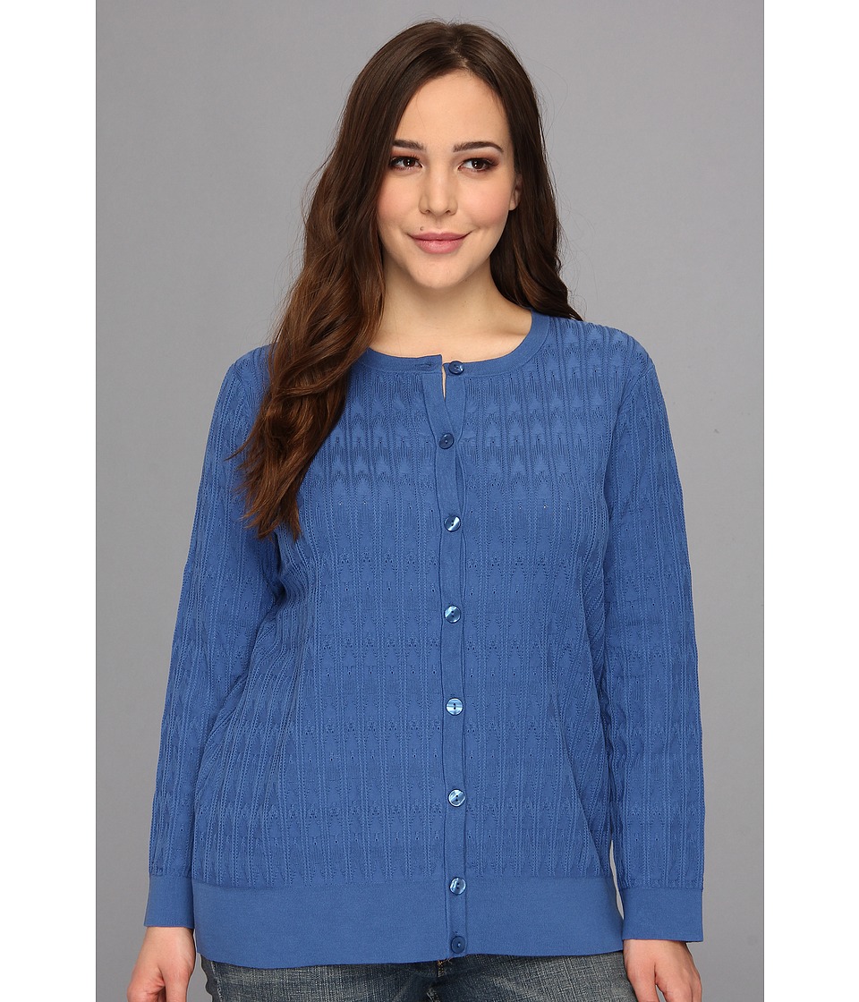 Pendleton Plus Size Stitched Cardigan Womens Sweater (Blue)
