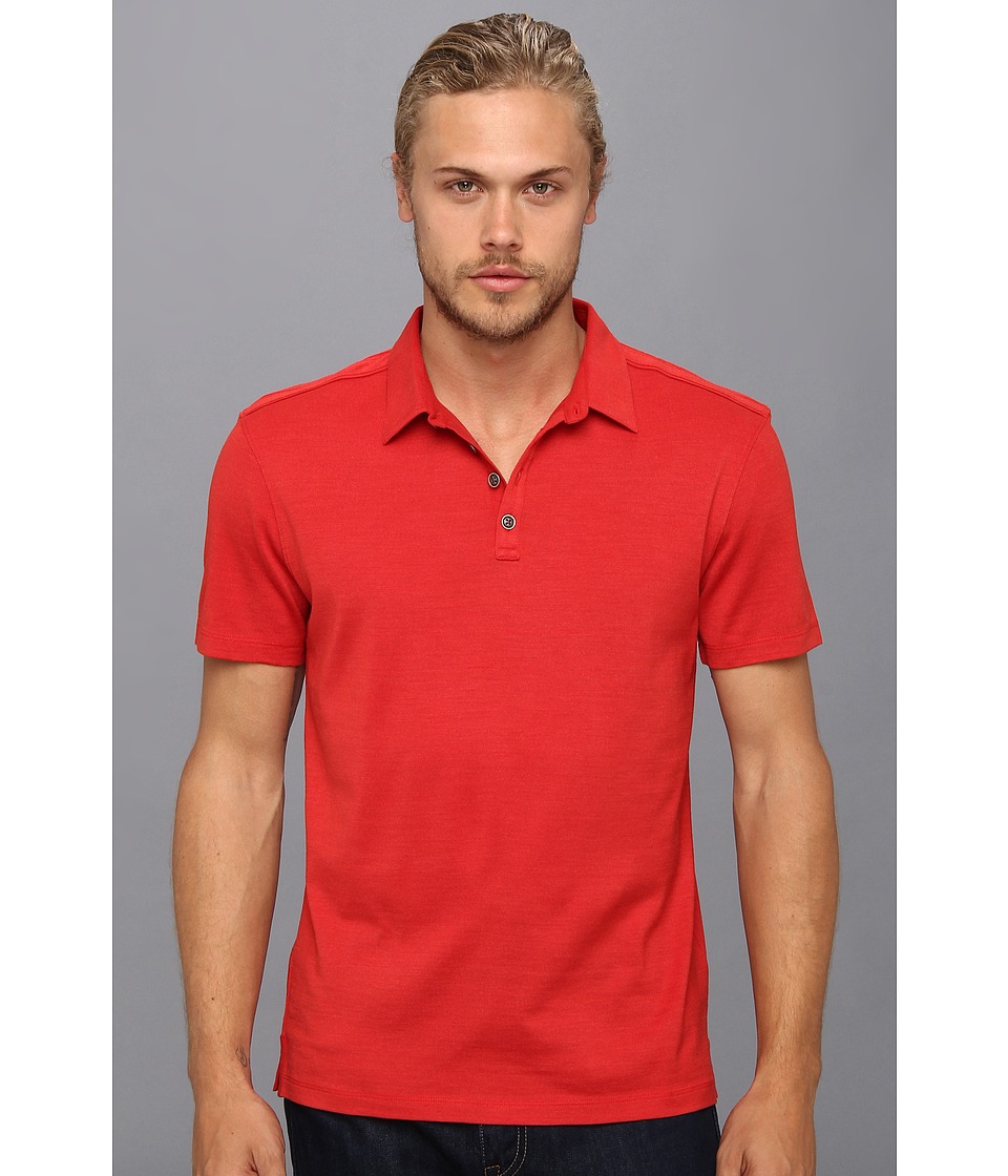 John Varvatos Collection Silk Cotton Hampton Polo K212Q1 Mens Short Sleeve Pullover (Red)