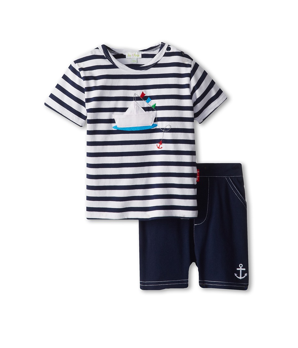 le top Happy Sails Stripe Shirt and Navy Short   Paper Boat Boys Sets (Navy)