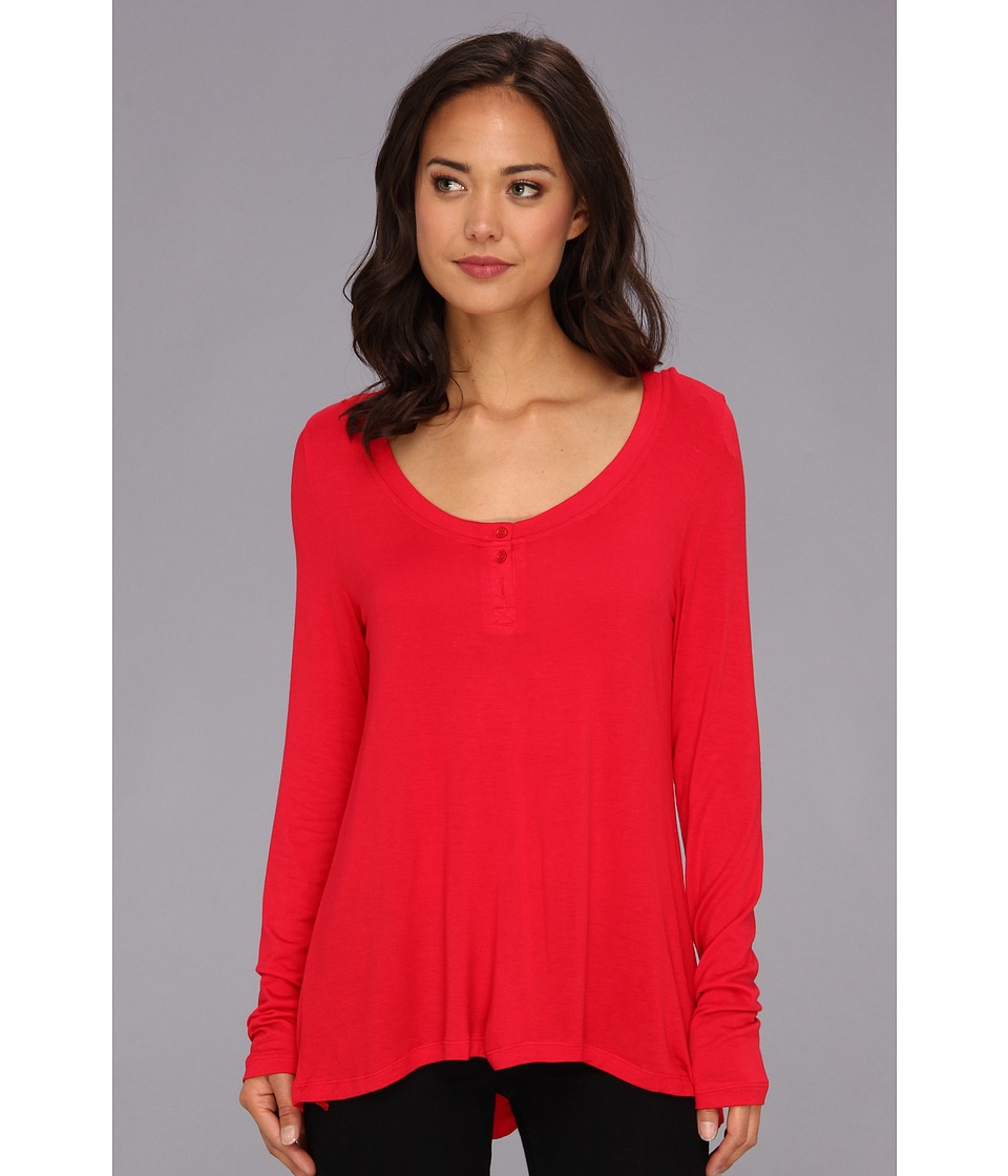 Gabriella Rocha Long Sleeve Top w/Button Womens Clothing (Red)