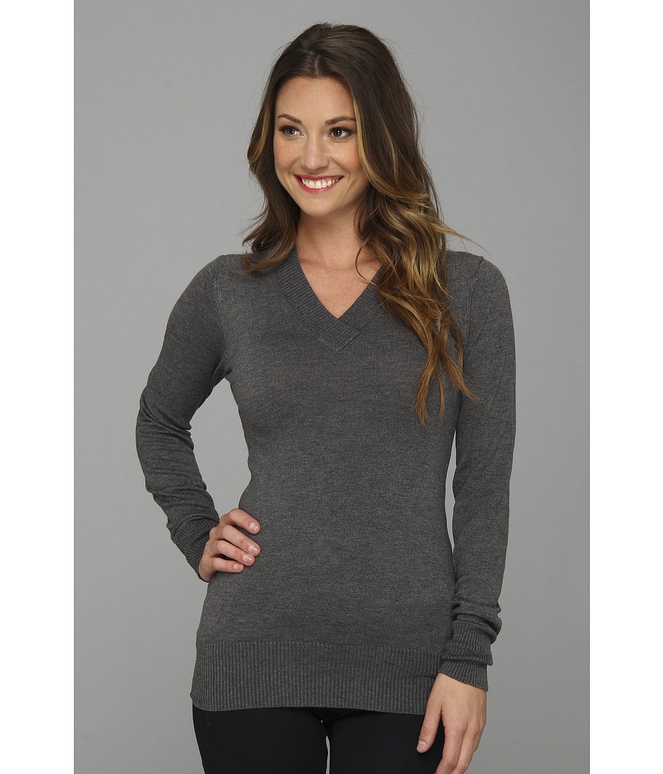 Gabriella Rocha V Neck Long Sleeve Sweater Womens Sweater (Gray)