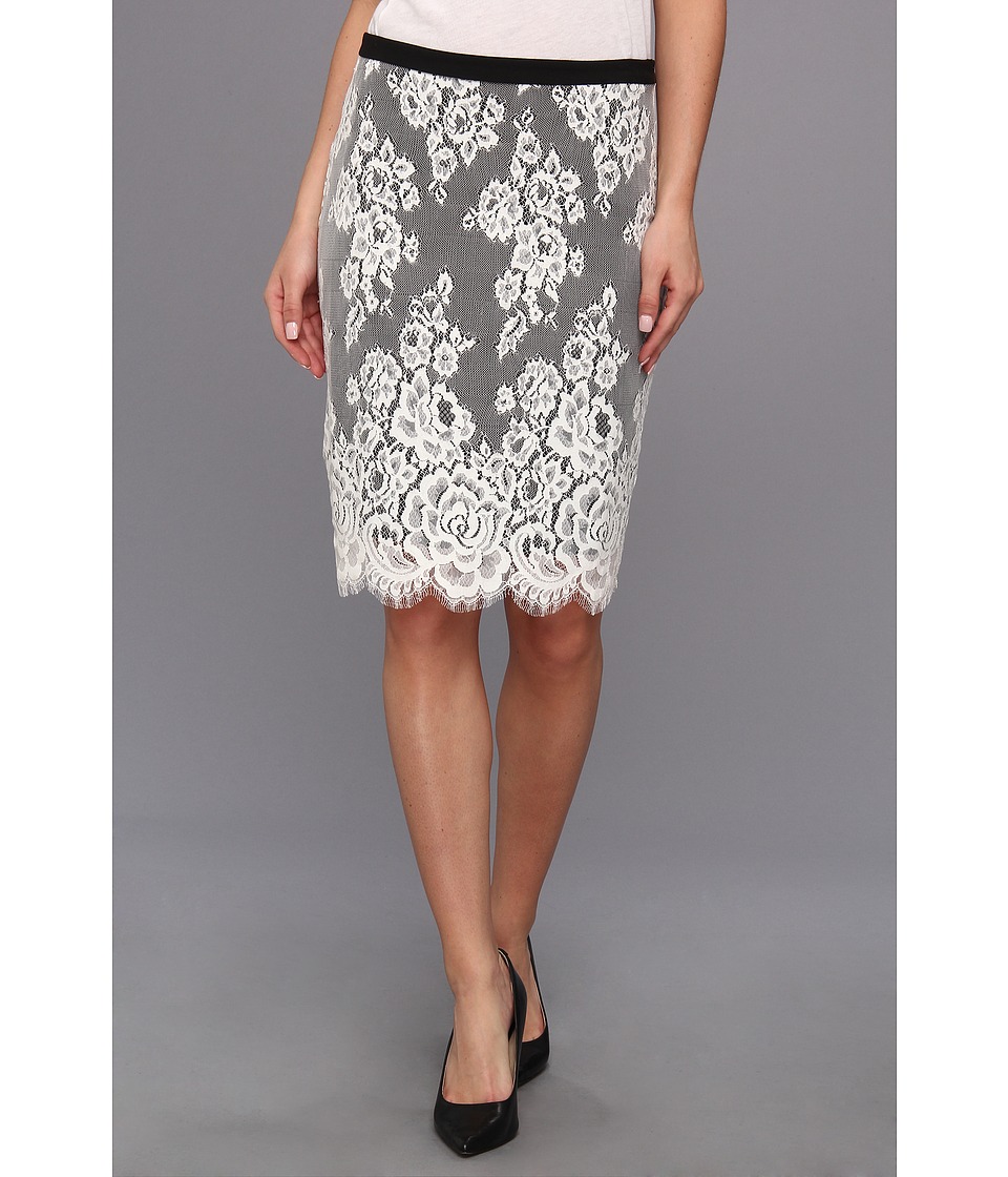 Karen Kane Scallop Lace Contrast Skirt Womens Skirt (White)
