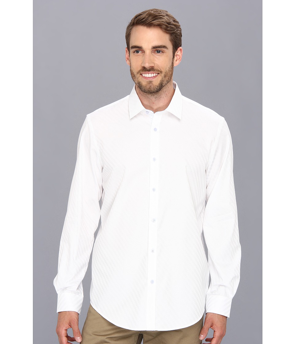 Report Collection L/S Jacquard Shirt Mens Long Sleeve Button Up (White)