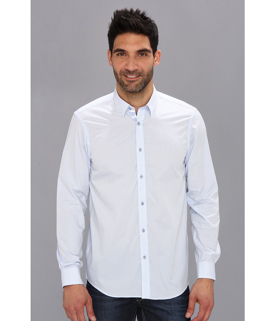 Report Collection L/S Gingham Shirt Mens Long Sleeve Button Up (Blue)