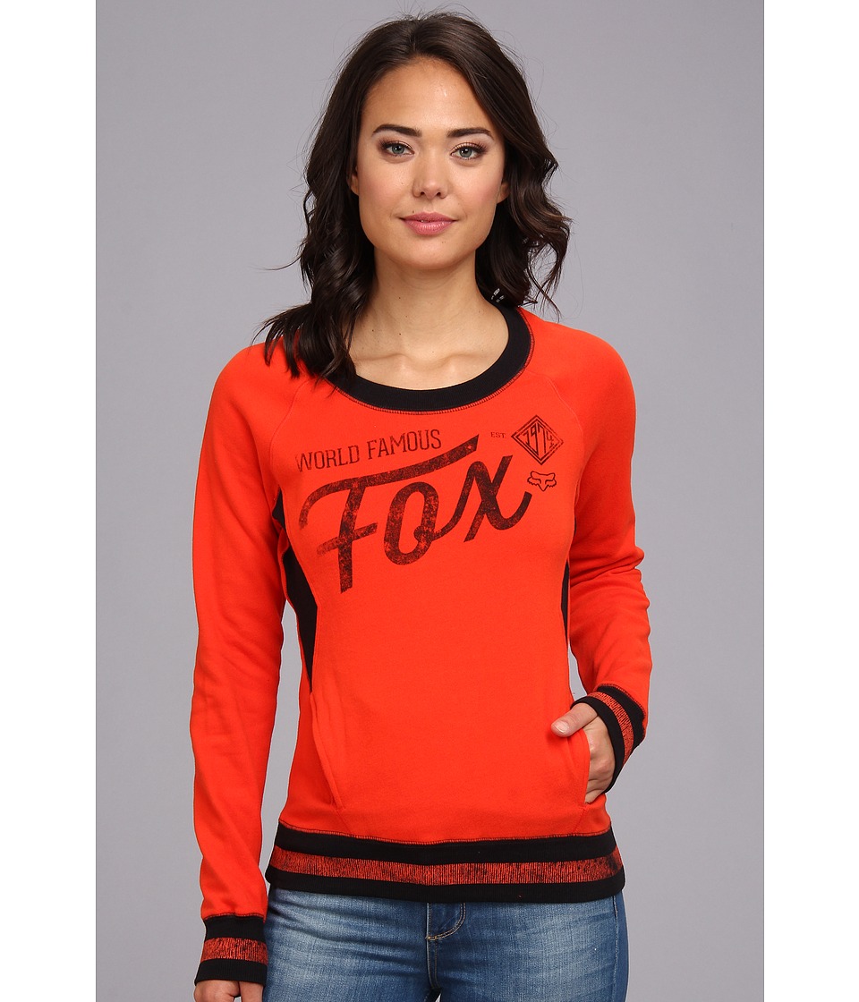 Fox Series Pullover Fleece Womens Long Sleeve Pullover (Red)