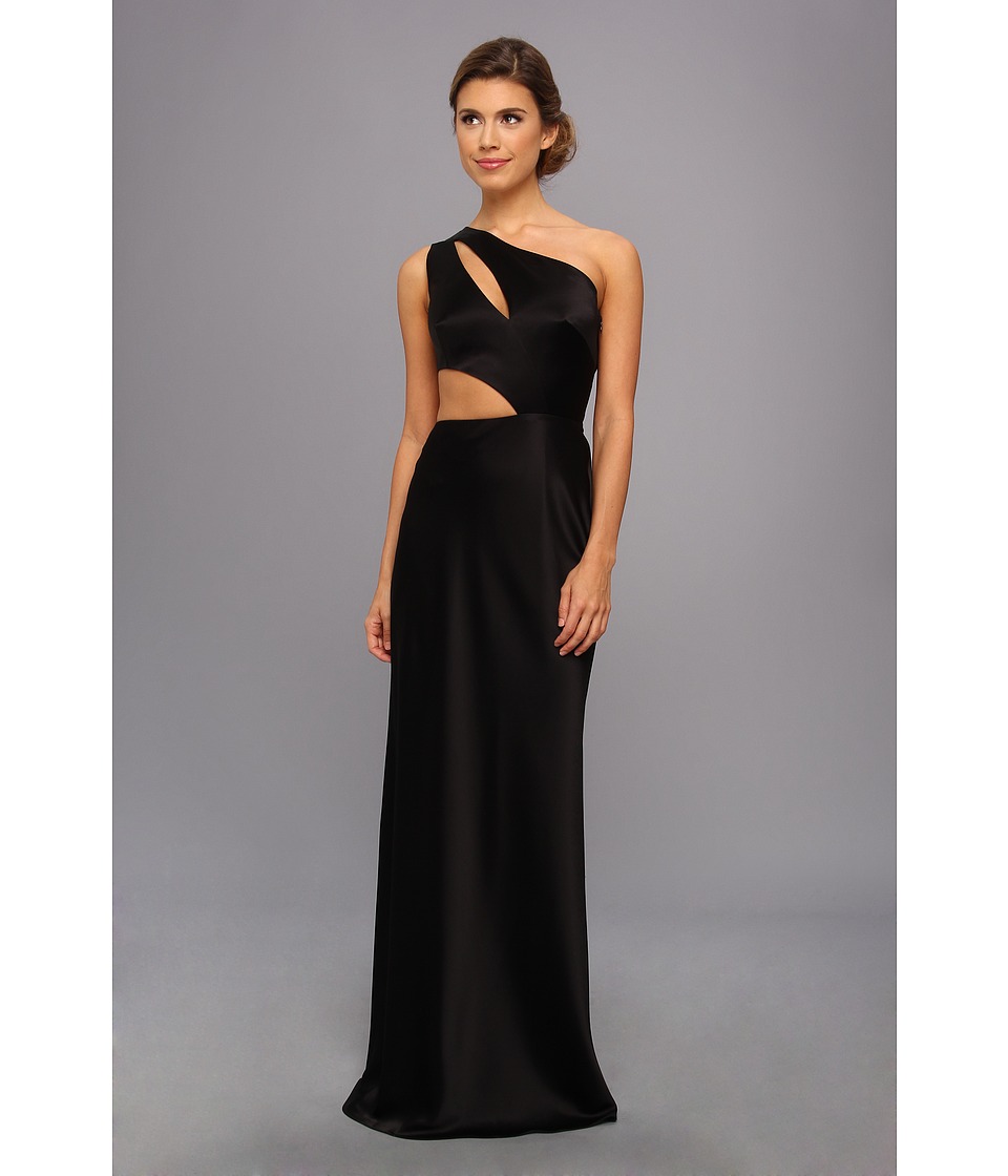 ABS Allen Schwartz Cutout One Shoulder Gown Womens Dress (Black)